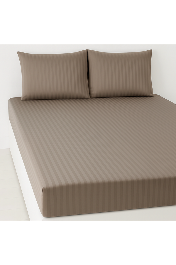 ÇİFT KİŞİLİK SATEN LASTİKLİ ÇARŞAF TAKIMI ( 160X200 & 180X200 ) KAHVERENGİ