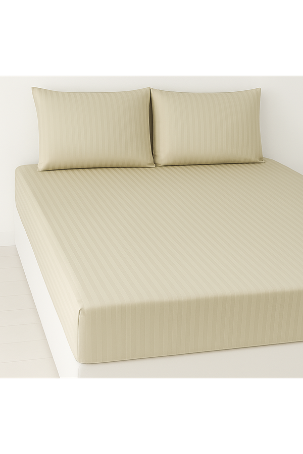 ÇİFT KİŞİLİK SATEN LASTİKLİ ÇARŞAF TAKIMI ( 160X200 & 180X200 ) Bej