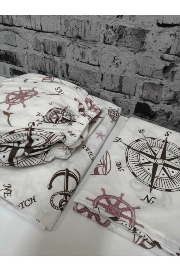 Tek Kişilik Ranforce Kumaş Lastikli Çarşaf + 1 Ad. Kapaklı Yastık Kılıfı Krem