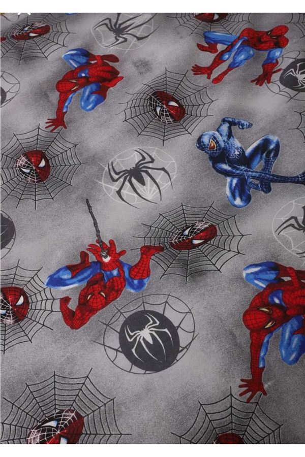 ÖRÜMCEK ADAM PAMUKLU ÇARŞAFI LASTİKLİ TEK KİŞİLİK NEVRESİM TK. (SPİDERMAN) GRİ