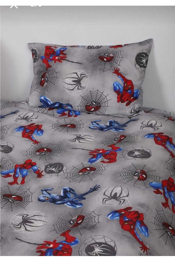 ÖRÜMCEK ADAM PAMUKLU ÇARŞAFI LASTİKLİ TEK KİŞİLİK NEVRESİM TK. (SPİDERMAN) GRİ