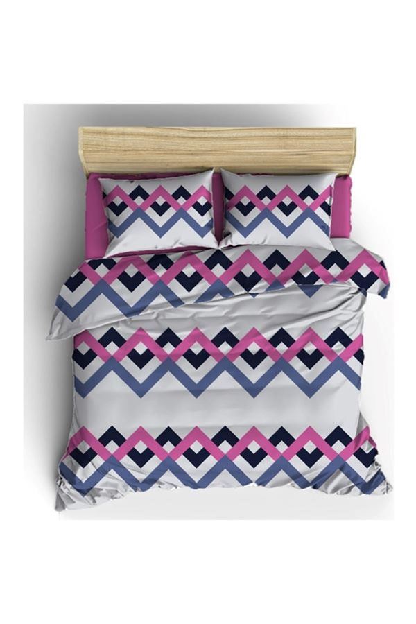 ÇİFT KİŞİLİK PAMUKLU RANFORCE KUMAŞ NEVRESİM TAKIMI ( ÇARŞAFI LASTİKLİ ) FUŞYA