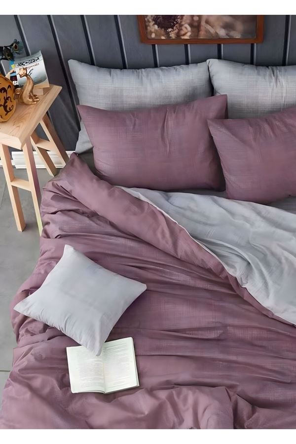 Pamuklu Tek Kişilik Çift Taraflı Nevresim Seti GÜLKURUSU (çarşafsız)