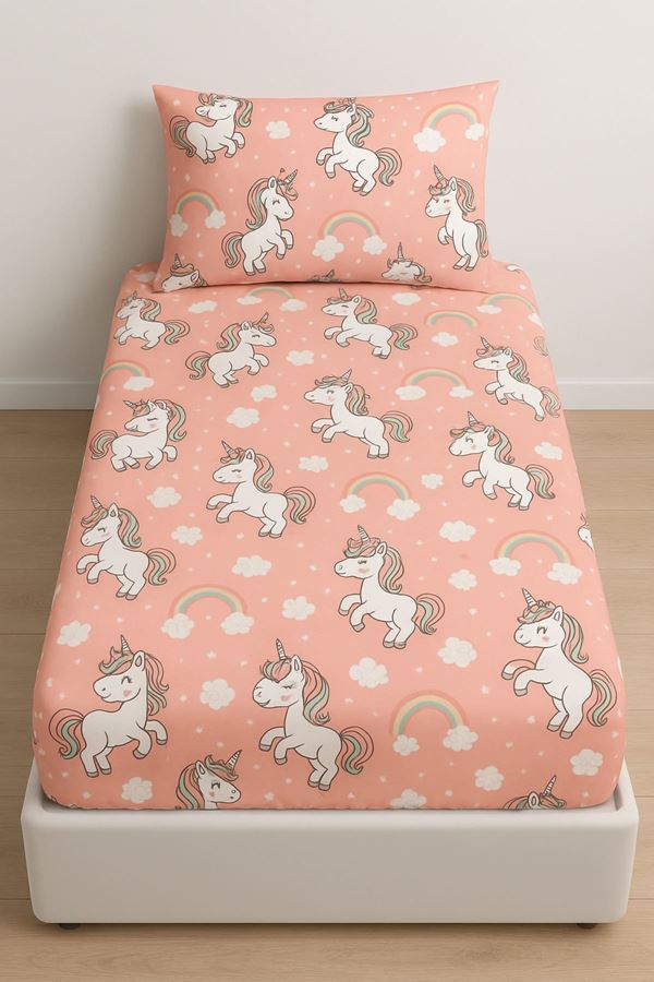 Unicorn Pamuklu Kumaş Lastikli Çarşaf Takımı SOMON
