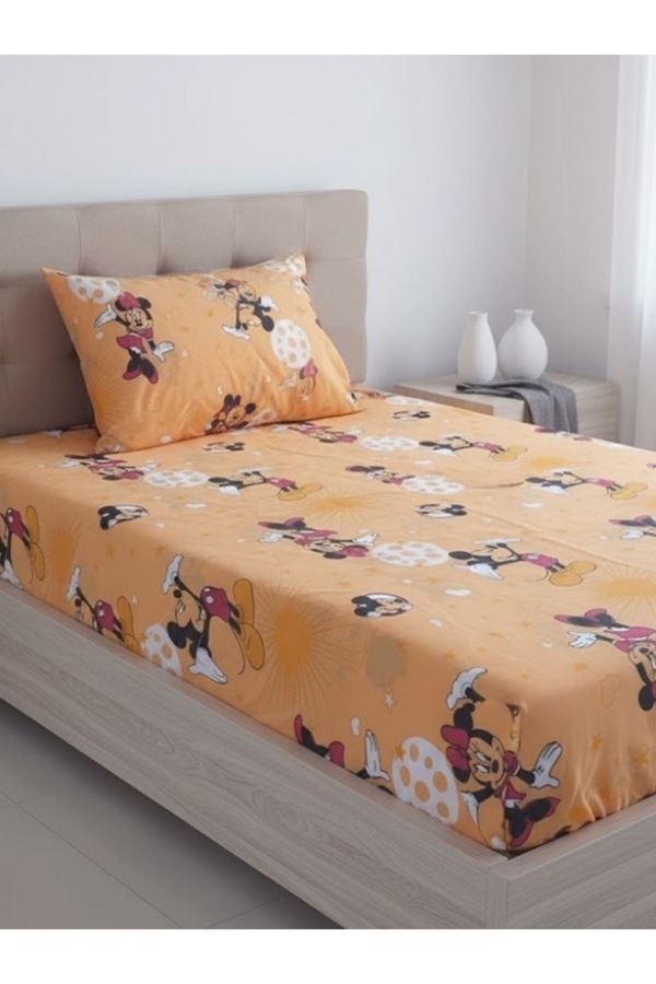 Tek Kişilik Mickey mouse Lastikli Çarşaf Takımı çocuk Bebek sarı mickey