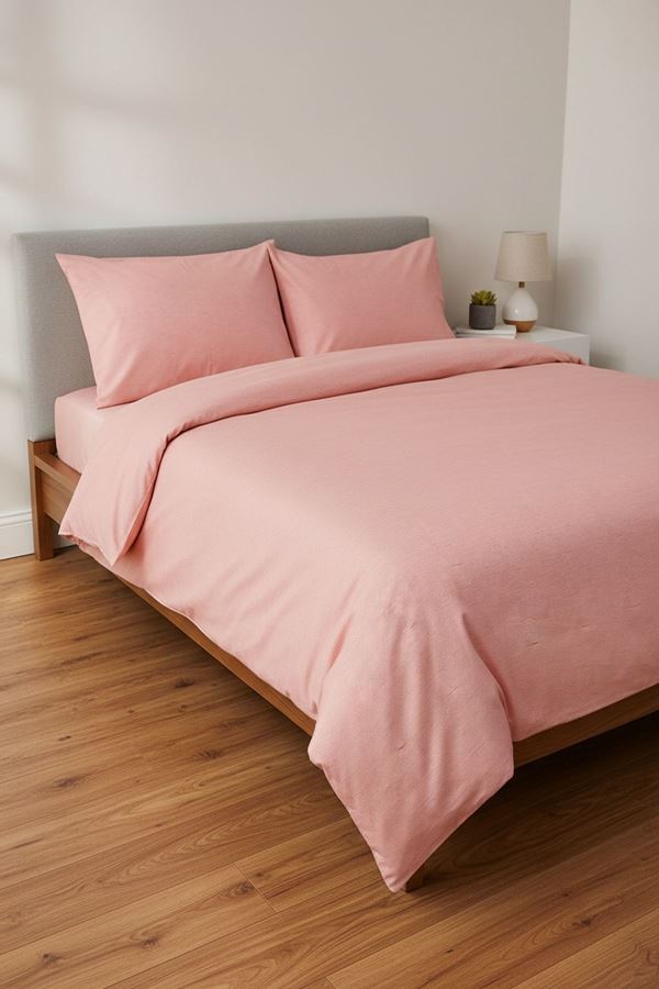 Düz Renk Pamuklu Kumaş Çift Kişilik Nevresim Takımı ( Lastikli Çarşaf ) YAVRUAĞZI