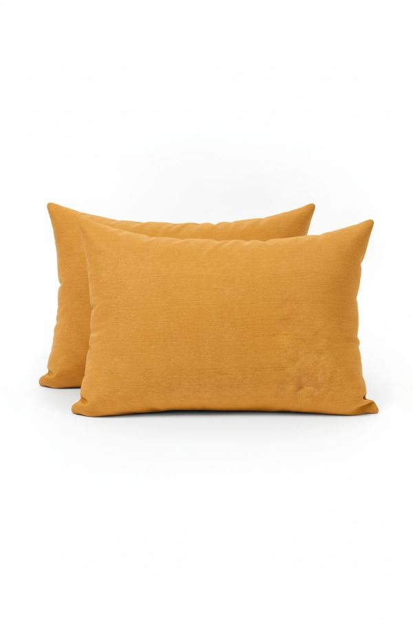 Düz Renk Pamuklu Kumaş Yastık Kılıfı Turuncu