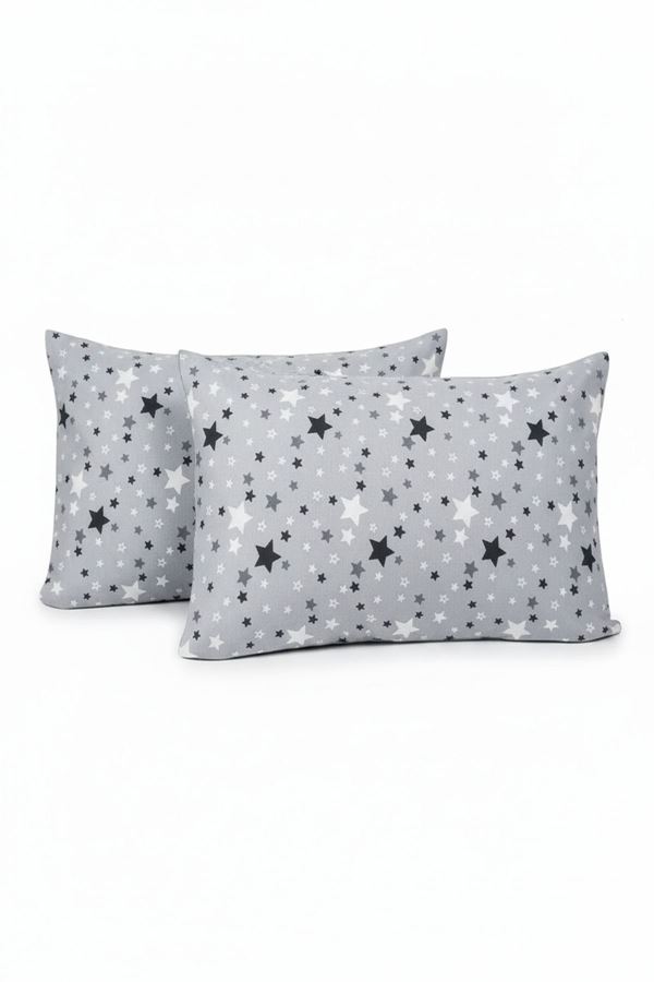 Pamuklu Yıldız Desen Yastık Kılıfı Gri