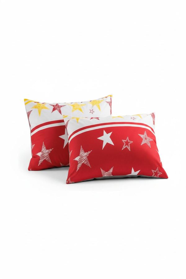 Düz Renk Pamuklu Kumaş Yastık Kılıfı Sarıkırmızı