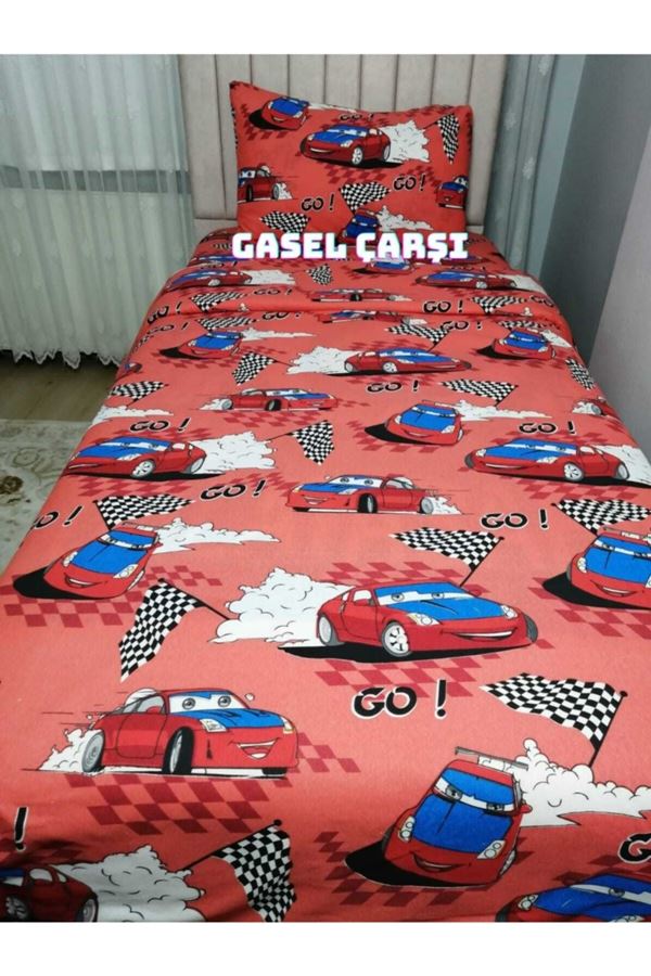 Tek Kişilik Classic Kırmızı Arabalı Nevresim Takımı kırmızı