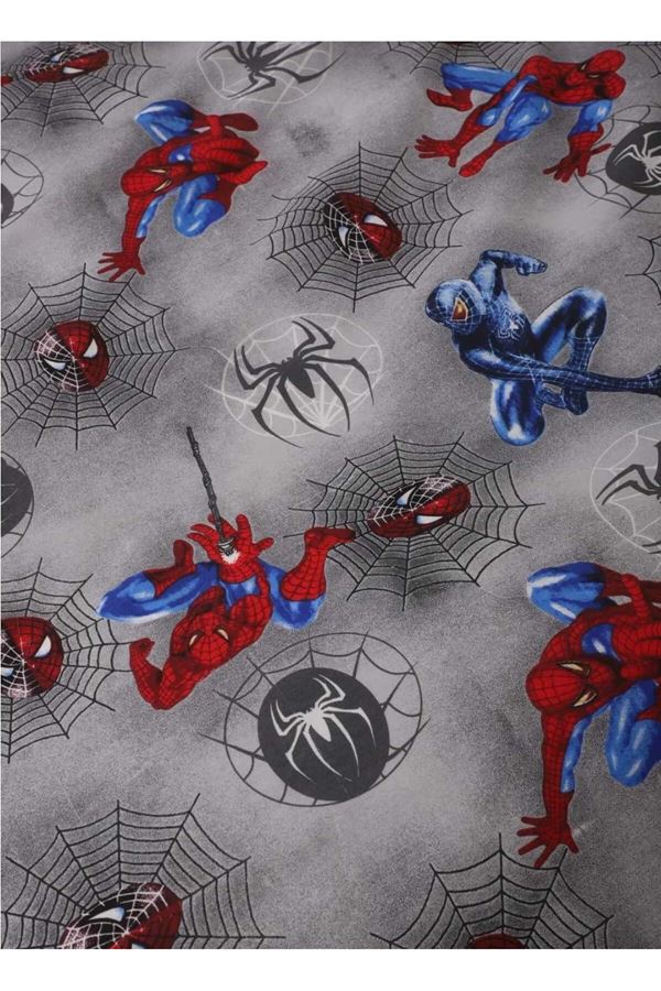 ÖRÜMCEK ADAM PAMUKLU ÇARŞAFI LASTİKLİ TEK KİŞİLİK NEVRESİM TK. (SPİDERMAN) GRİ