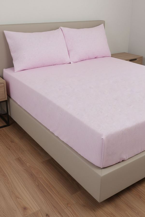 Ranforce Dokuma Lastikli Çarşaf Takımı Düz renk Pembe