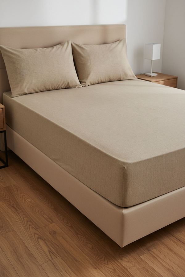 Ranforce Dokuma Lastikli Çarşaf Takımı Düz renk Kahve