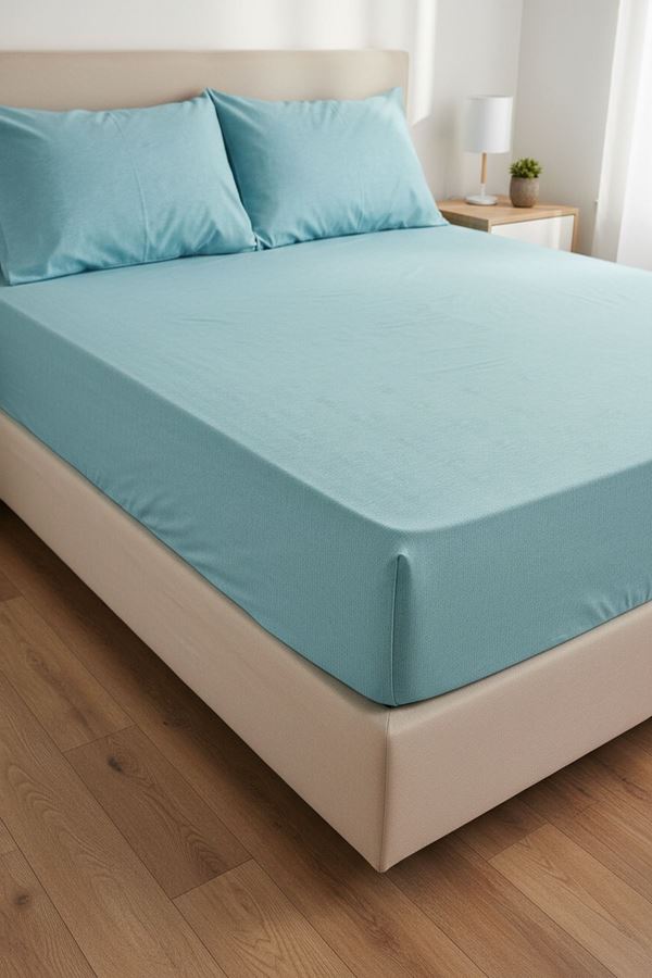 Ranforce Dokuma Lastikli Çarşaf Takımı Düz Renk Yeşil