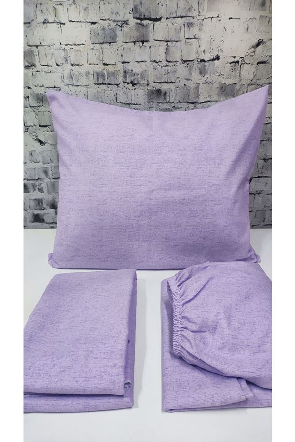 180 X 200 Battal Boy Lastikli Çarşaf Düz Renk Nevresim Takımı Lila