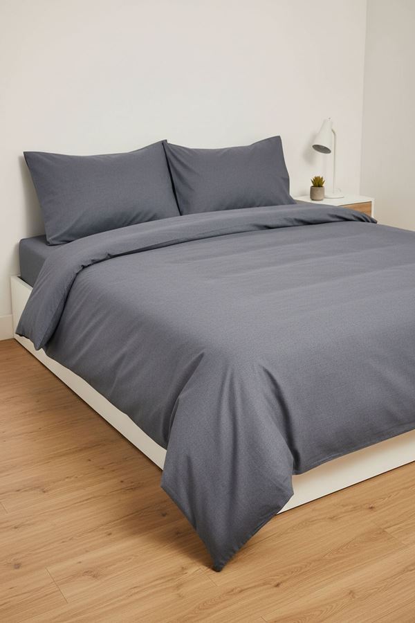 180 X 200 Battal Boy Lastikli Çarşaf Düz Renk Nevresim Takımı Antrasit