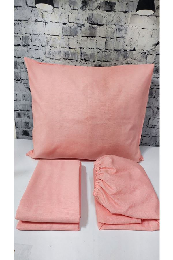 180 X 200 Battal Boy Lastikli Çarşaf Düz Renk Nevresim Takımı Yavruağzı