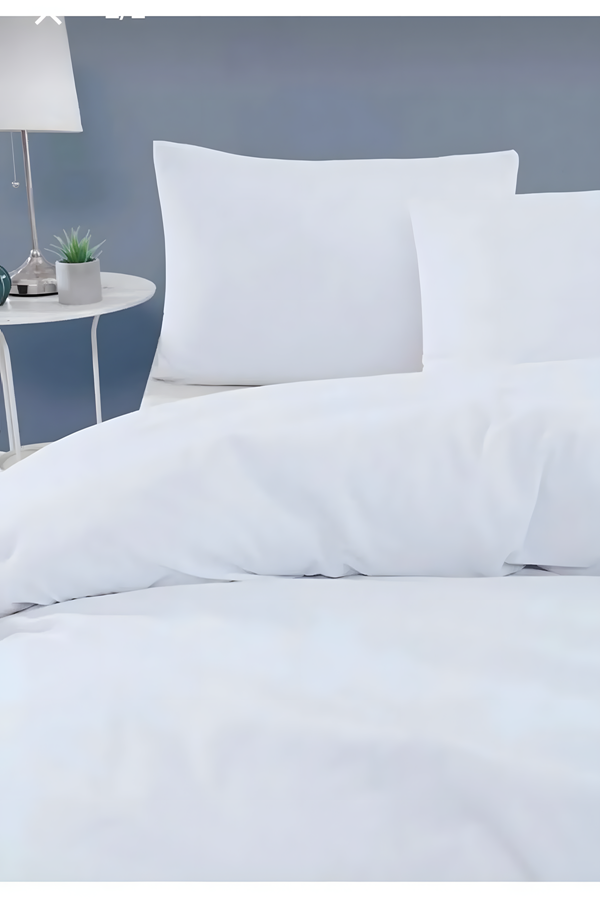 180 X 200 Battal Boy Lastikli Çarşaf Nevresim Takımı Düz Renk Beyaz