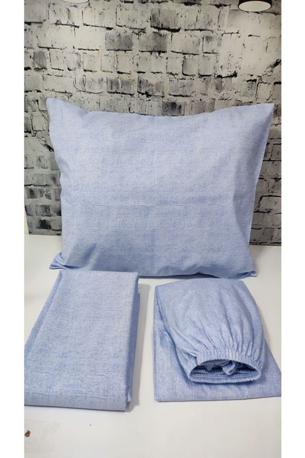 180 X 200 Battal Boy Lastikli Çarşaf Düz Renk Nevresim Takımı Mavi