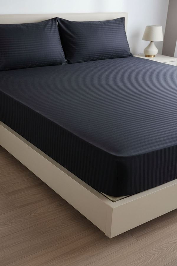 ÇİFT KİŞİLİK SATEN LASTİKLİ ÇARŞAF TAKIMI ( 160X200 & 180X200 ) SİYAH