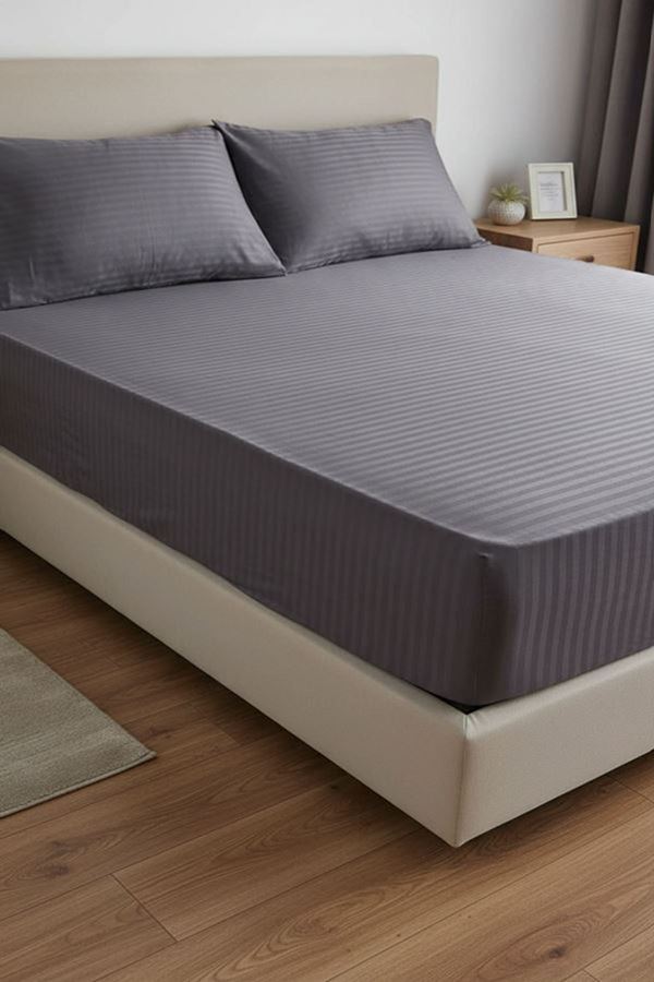 ÇİFT KİŞİLİK SATEN LASTİKLİ ÇARŞAF TAKIMI ( 160X200 & 180X200 ) ANTRASİT