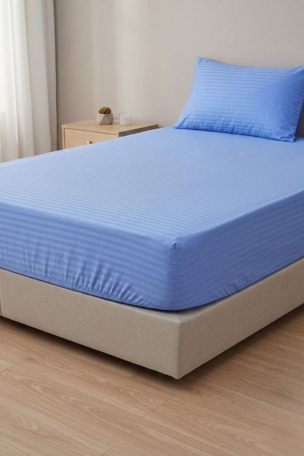 TEK KİŞİLİK SATEN LASTİKLİ ÇARŞAF TAKIMI ( 100X200 & 120X200 ) Mavi