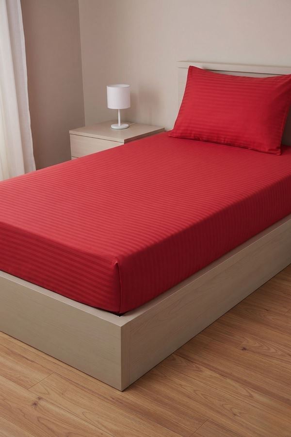TEK KİŞİLİK SATEN LASTİKLİ ÇARŞAF TAKIMI ( 100X200 & 120X200 ) KIRMIZI