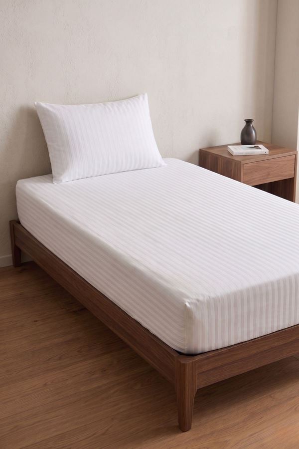 TEK KİŞİLİK SATEN LASTİKLİ ÇARŞAF TAKIMI ( 100X200 & 120X200 ) BEYAZ