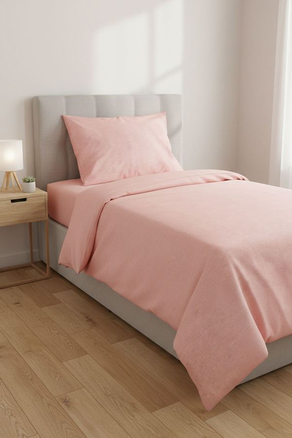 120 x 200 Yataklar İçin Düz Renk Pamuklu Kumaş Nevresim Takımı Yavruağzı