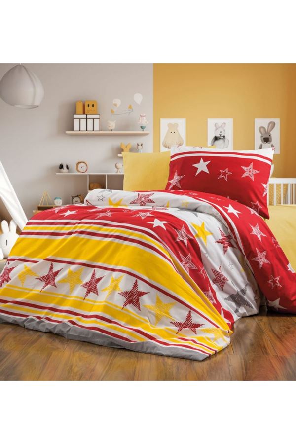 120 x 200 Yataklar İçin Sarı Kırmızı Taraftar Nevresim Takımı  Sarı Kırmızı