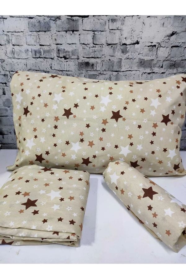 120 x 200 Yataklar İçin Pamuklu Yıldız Desen Nevresim Takımı Somon
