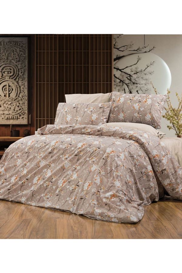 120 x 200 Yataklar İçin Pamuklu Ranforce Kumaş Nevresim Takımı Somon