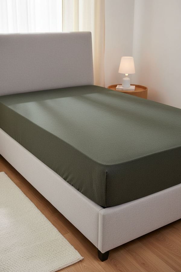 %100 Pamuk Penye Kumaş 120x200 Yataklar İçin Lastikli Çarşaf Yeşil