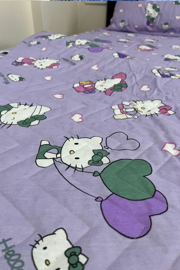 Tek Kişilik Kapitone Çok Amaçlı Pike Hello Kitty Lila