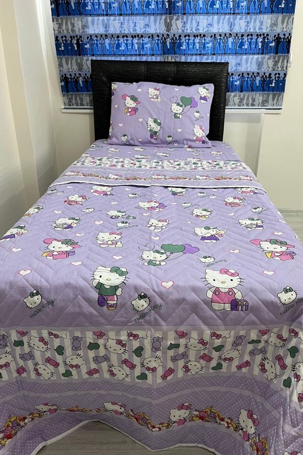 Tek Kişilik Kapitone Çok Amaçlı Pike Hello Kitty Lila