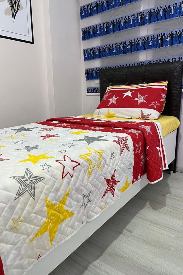 Tek Kişilik Kapitone Çok Amaçlı Taraftar Desenli Pike Sarı Kırmızı