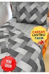 Zikzak Gri 4 Parça Lastikli Çarşaflı Tek Kişilik (100x200 Cm) Nevresim Takımı GRİ