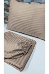 Tek Kişilik Saten Lastikli Çarşaf Takımı ( 100X200 & 120X200 ) Kahverengi