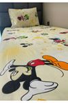Tek Kişilik Mickey mouse Lastikli Çarşaf Takımı çocuk ;Bebek sarı mickey