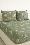 Çift Kişilik Pamuklu Ranforce Kumaş Lastikli Çarşaf Takımı Papatya Yeşil