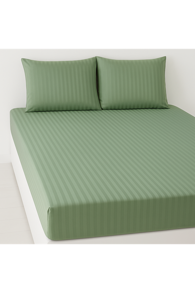 ÇİFT KİŞİLİK SATEN LASTİKLİ ÇARŞAF TAKIMI ( 160X200 & 180X200 ) YEŞİL