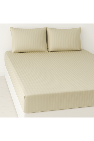ÇİFT KİŞİLİK SATEN LASTİKLİ ÇARŞAF TAKIMI ( 160X200 & 180X200 ) Bej