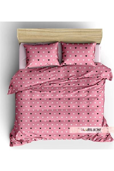 TEK KİŞİLİK PAMUKLU RANFORCE KUMAŞ NEVRESİM SETİ ( ÇARŞAFSIZ ) PEMBE