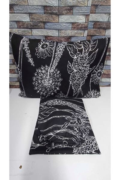 Tek Kişilik Pamuklu Lastikli Çarşaf Takımı 100X200 & 120X200 Siyah Beyaz
