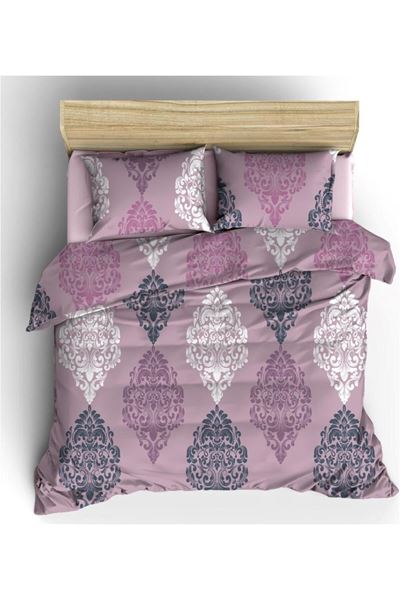 ÇİFT KİŞİLİK PAMUKLU RANFORCE KUMAŞ NEVRESİM TAKIMI ( ÇARŞAFI LASTİKLİ ) PEMBE DAMAKS