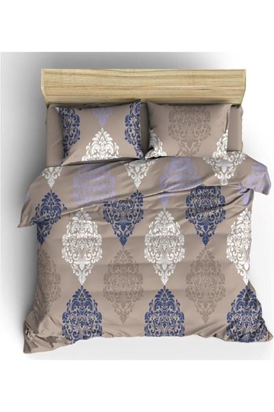 ÇİFT KİŞİLİK PAMUKLU RANFORCE KUMAŞ NEVRESİM TAKIMI ( ÇARŞAFI LASTİKLİ ) LACİVERT DAMAKS