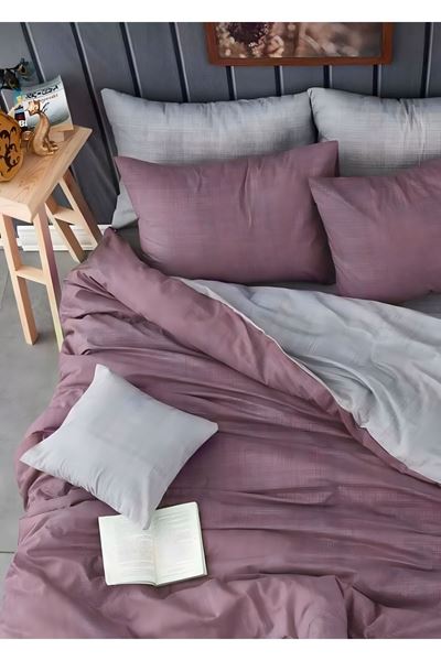 Pamuklu Tek Kişilik Çift Taraflı Nevresim Seti GÜLKURUSU (çarşafsız)