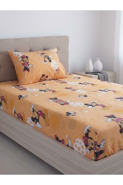 Tek Kişilik Mickey mouse Lastikli Çarşaf Takımı çocuk Bebek sarı mickey