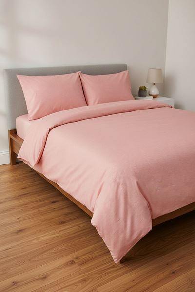 Düz Renk Pamuklu Kumaş Çift Kişilik Nevresim Takımı ( Lastikli Çarşaf ) YAVRUAĞZI