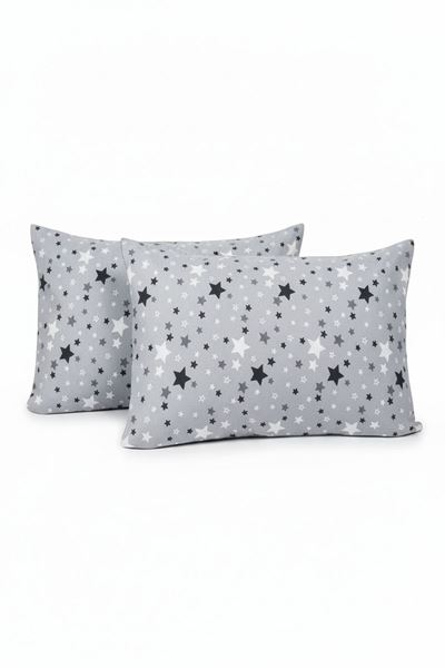 Pamuklu Yıldız Desen Yastık Kılıfı Gri